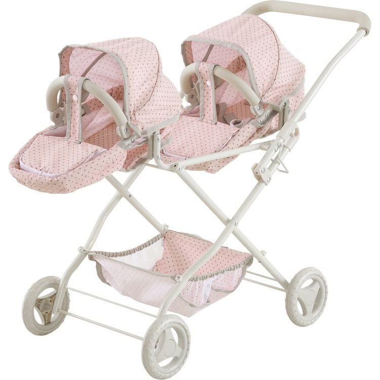 Olivia's Little World Polka Dot Princess Baby Doll Twin Bassinet Stroller - Image 4