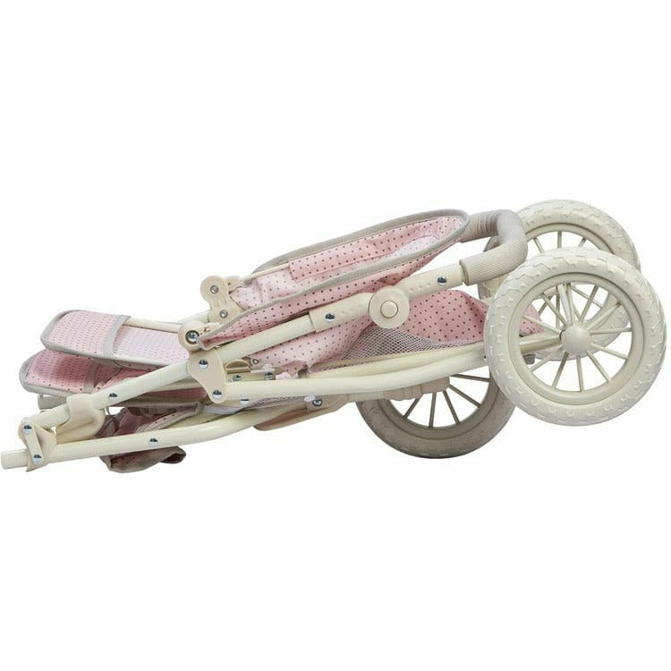 Olivia's Little World - Polka Dots Princess Baby Doll Twin Jogging Stroller - Pink & Grey - Image 5