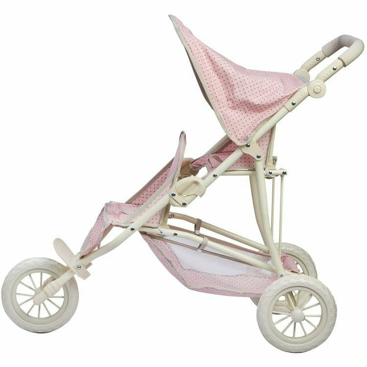 Olivia's Little World - Polka Dots Princess Baby Doll Twin Jogging Stroller - Pink & Grey - Image 4