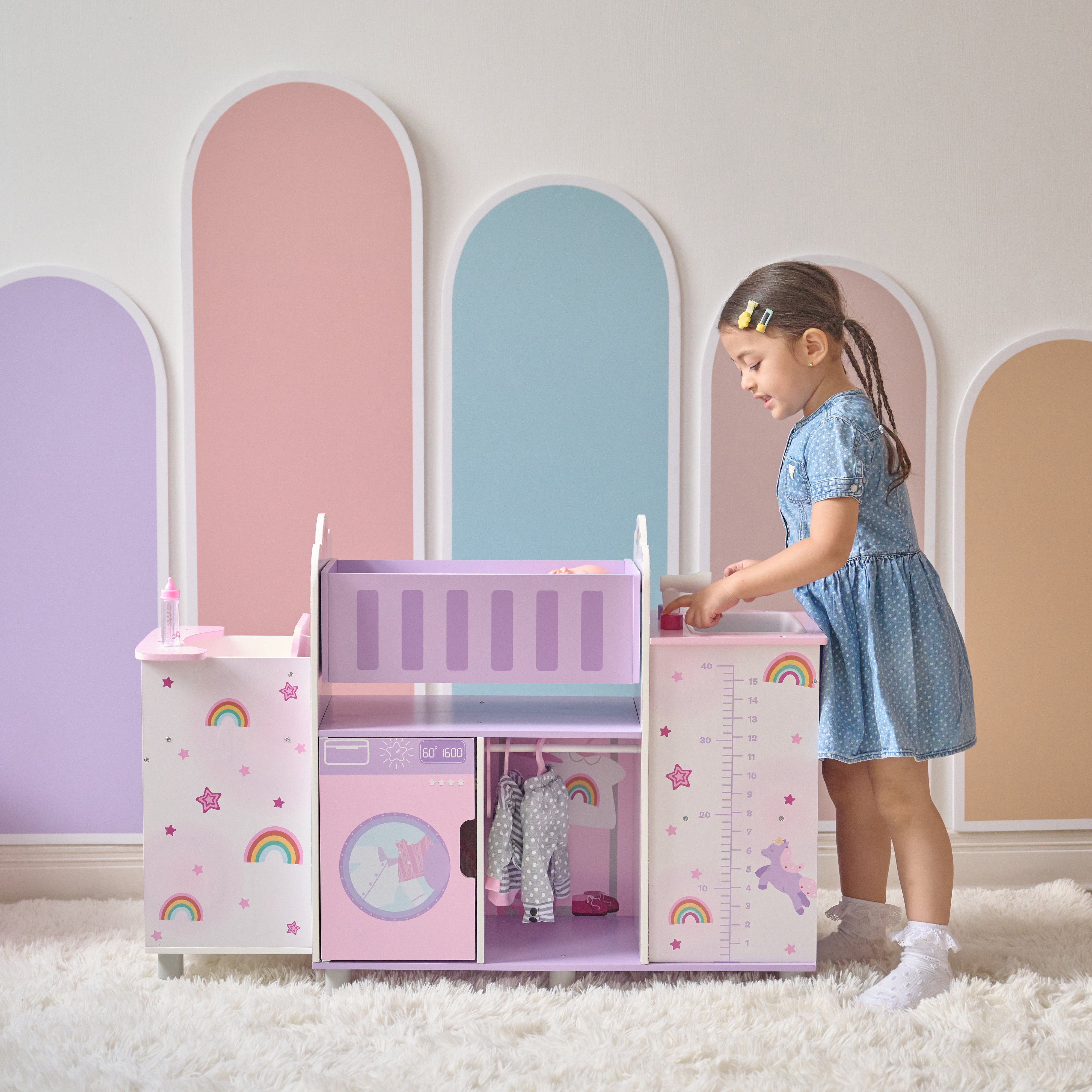 Alternative view of Olivia's Little World Wood Doll Nursery with Cradle, Sink & Closet