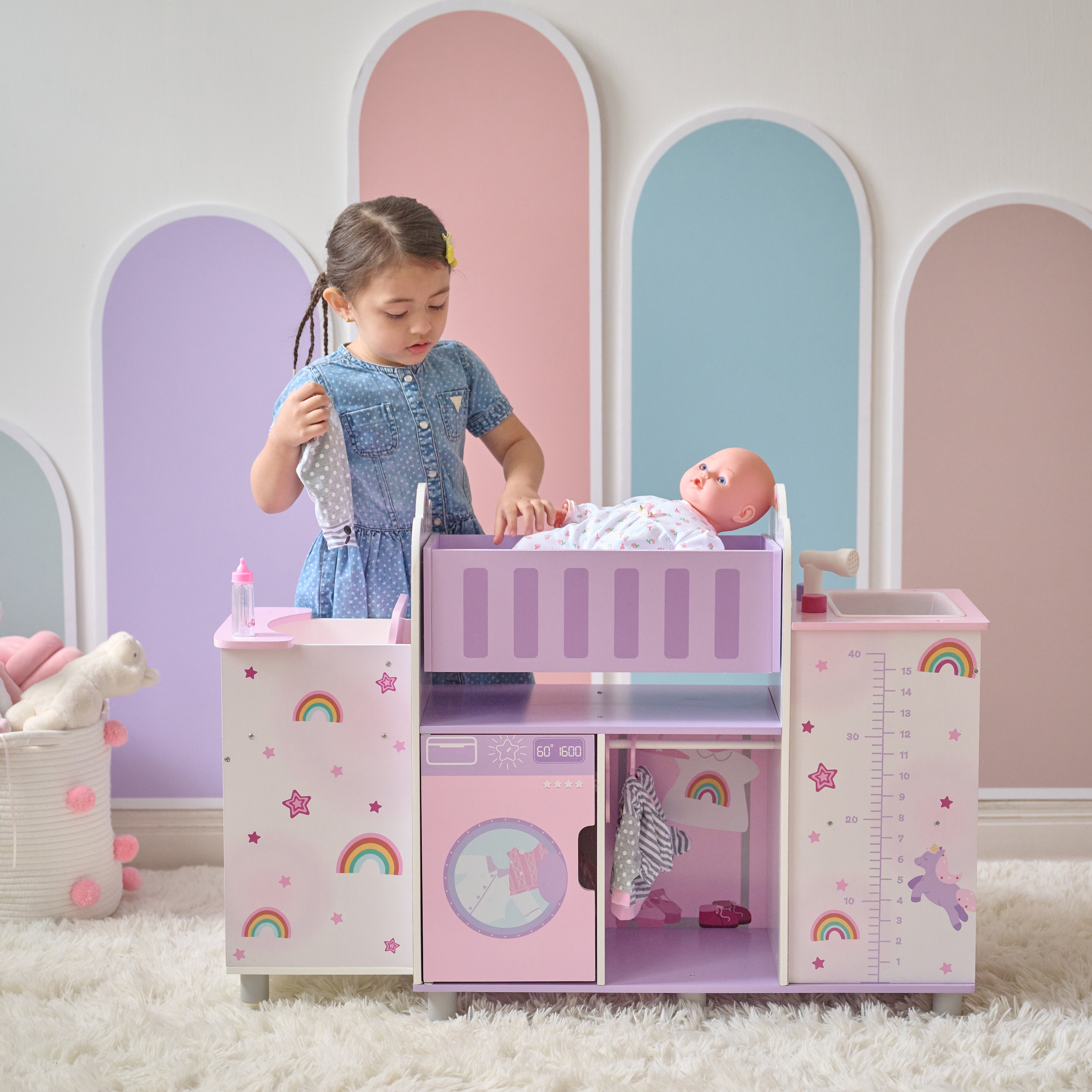 Olivia's Little World Wood Doll Nursery with Cradle, Sink & Closet - Image 5