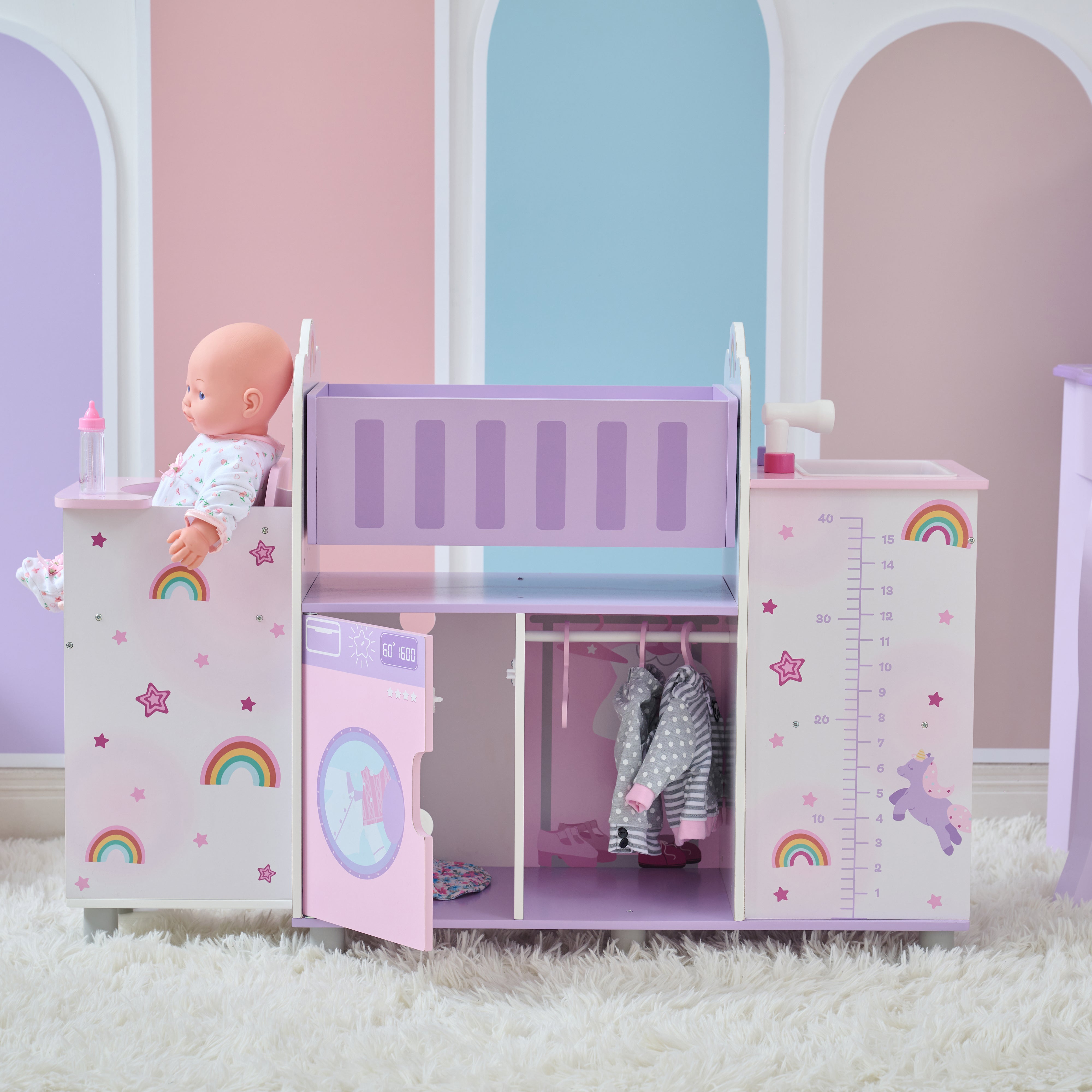 Olivia's Little World Wood Doll Nursery with Cradle, Sink & Closet - Image 6