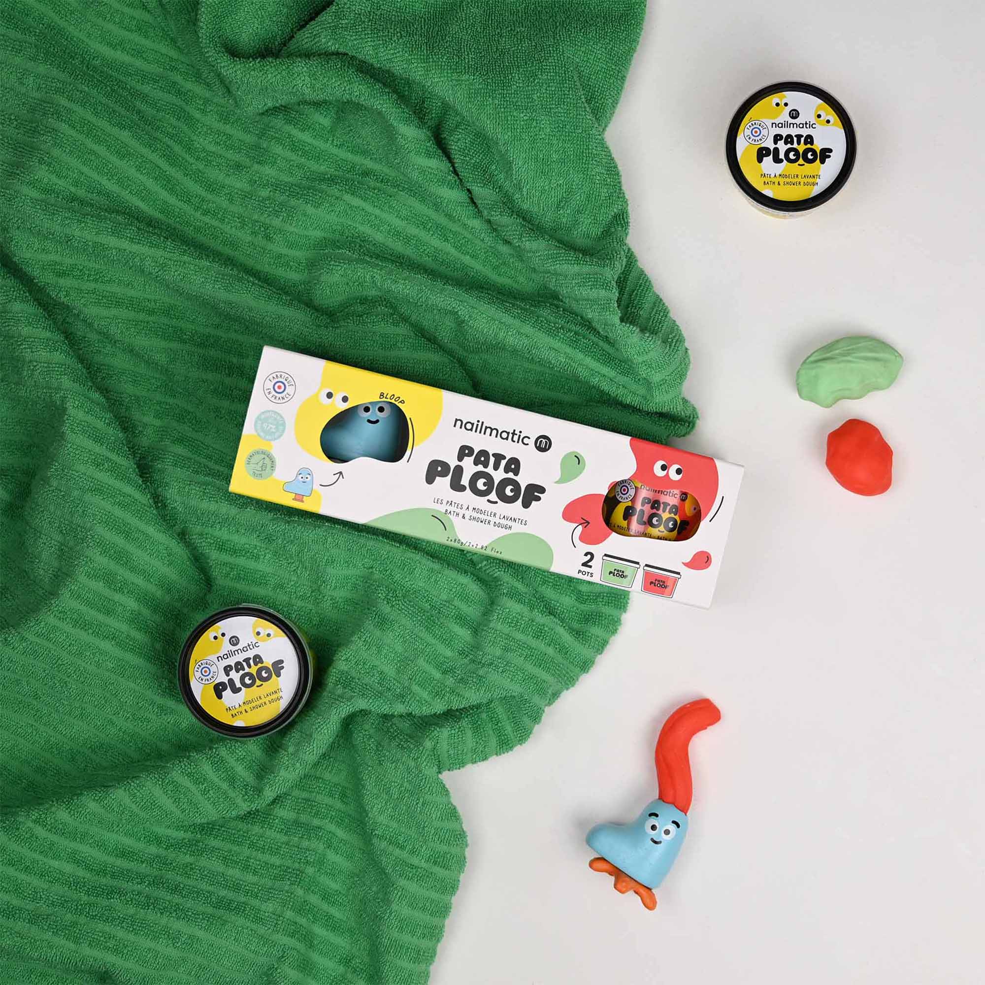 Pataploof Bloop - Bath Dough Set of 2 in Green + Red - Image 3