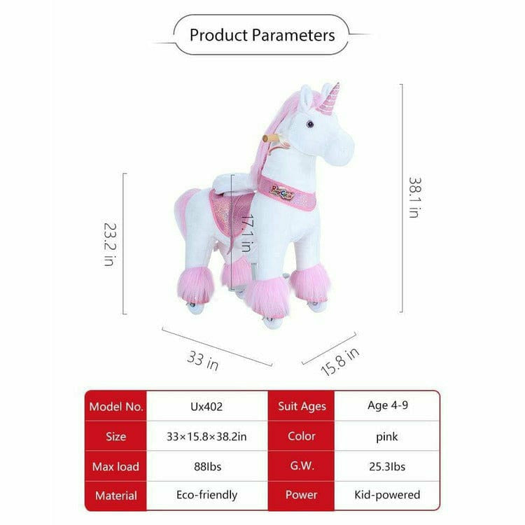 Pink Model U Ride-On Unicorn - 4-7 Years - Image 4