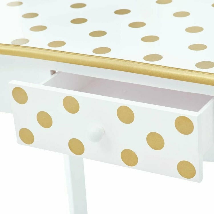 Polka Dot Gisele Play Vanity Set - White/Gold - Image 3