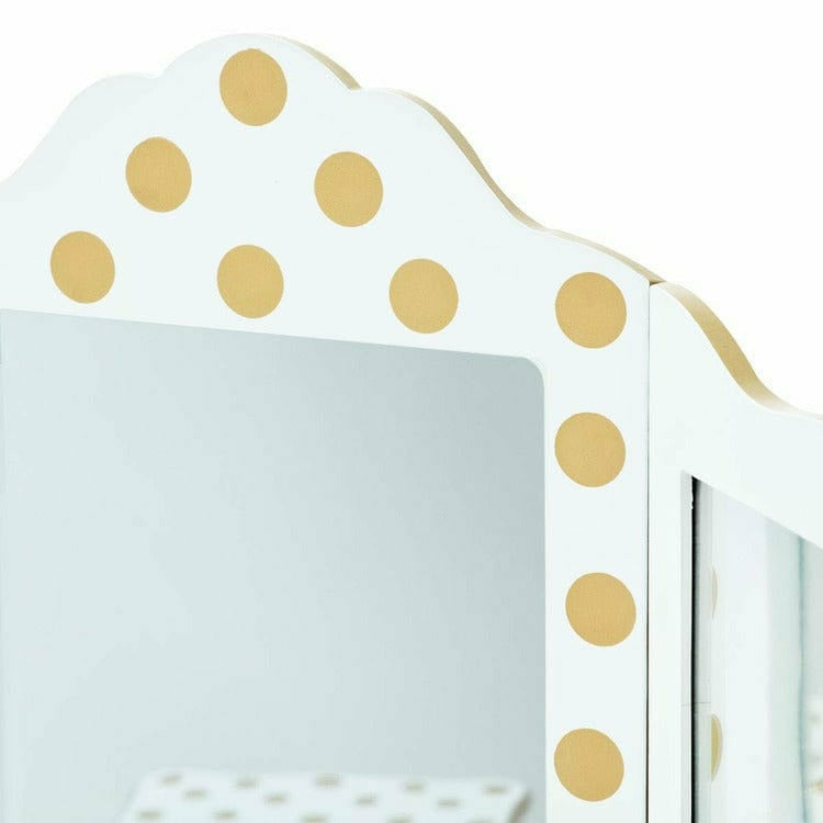 Polka Dot Gisele Play Vanity Set - White/Gold - Image 4