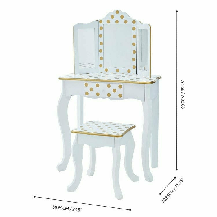 Polka Dot Gisele Play Vanity Set - White/Gold - Image 6