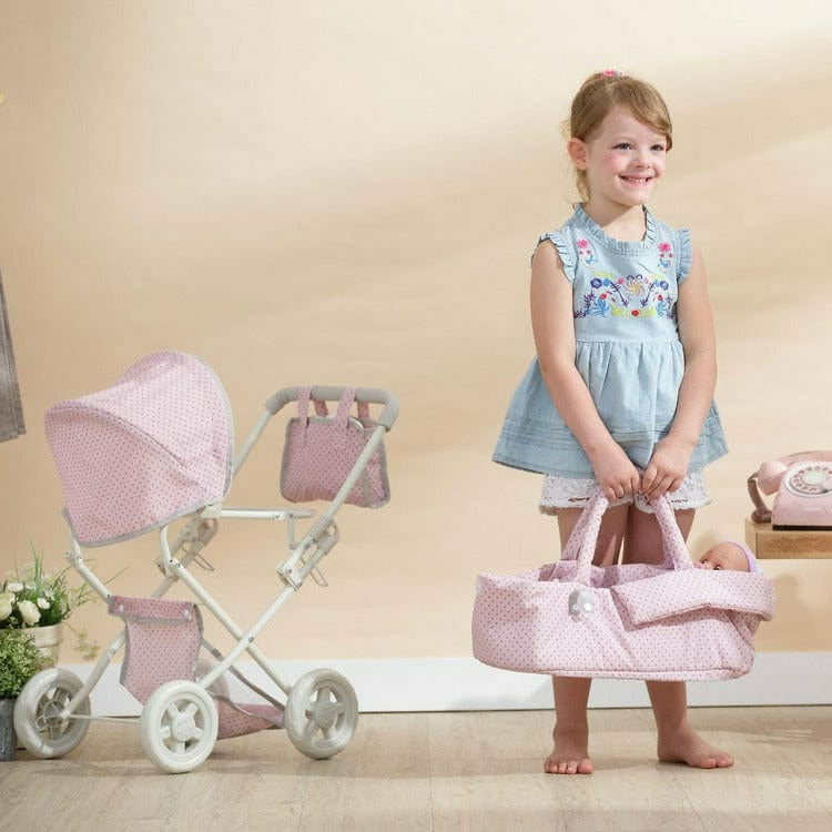 Polka Dots Princess Deluxe Baby Doll Stroller - Pink - Image 3