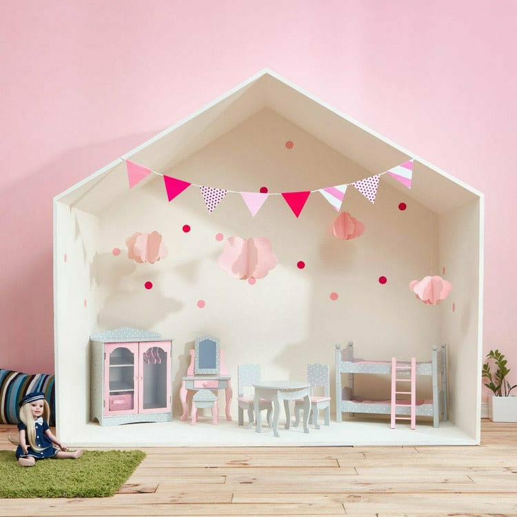 Polka Dots Princess Double Bunk Bed for 18" Dolls - Gray - Image 4