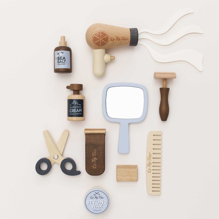 Pretend Play Wooden Hairdresser & Barber Kit - 12 Pieces - Image 3
