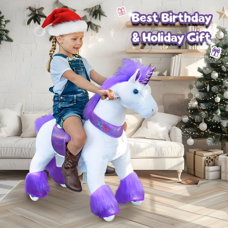 Alternative view of Purple Model U Ride-On Unicorn- 3-4 Years