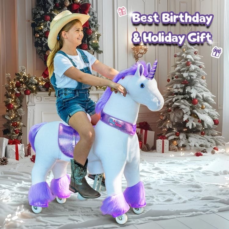 Alternative view of Purple Model U Ride-On Unicorn - 7+ Years