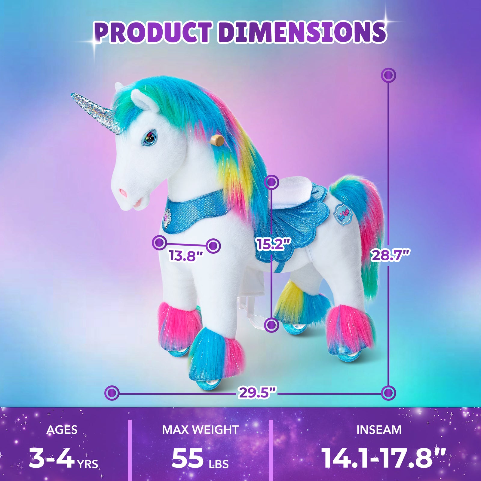 Rainbow Unicorn Model Y Ride on Toy - 3-4 Years - Image 6