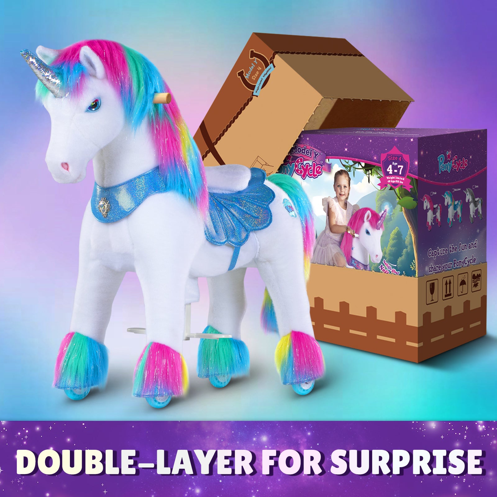 Rainbow Unicorn Model Y Ride on Toy - 4-7 Years - Image 8