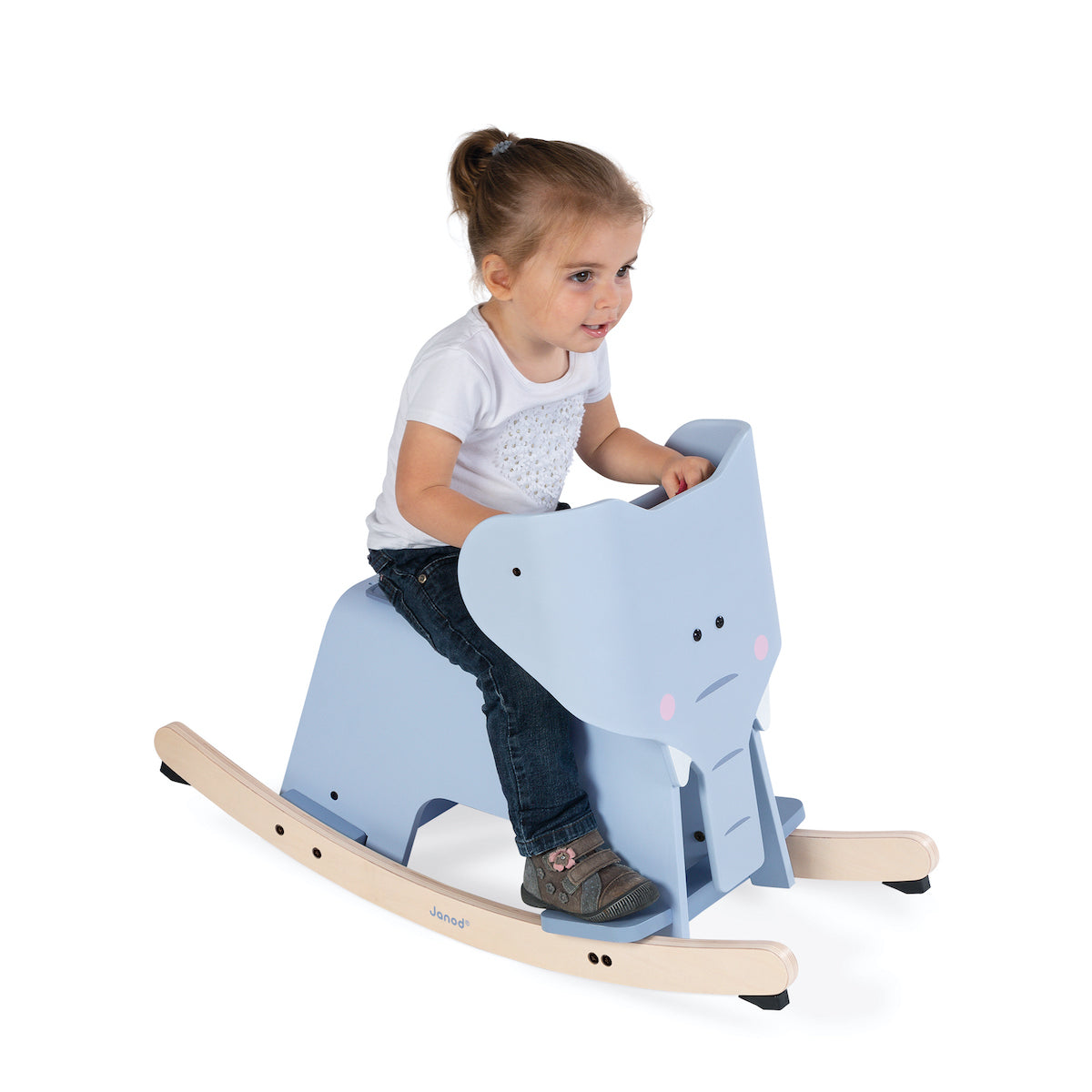 Alternative view of Rocking Elephant with Removable Support