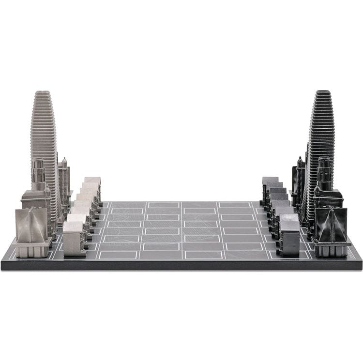 Alternative view of San Francisco Edition Stainless Steel Chess Set with Wood Map Board