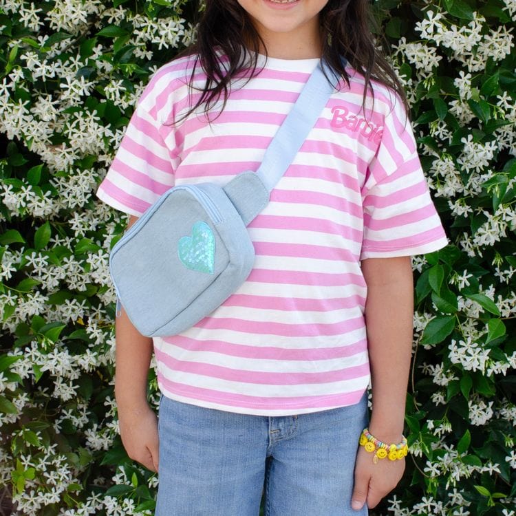 Alternative view of Sequin Heart Belt Bag for Kids - Blue (Denim)