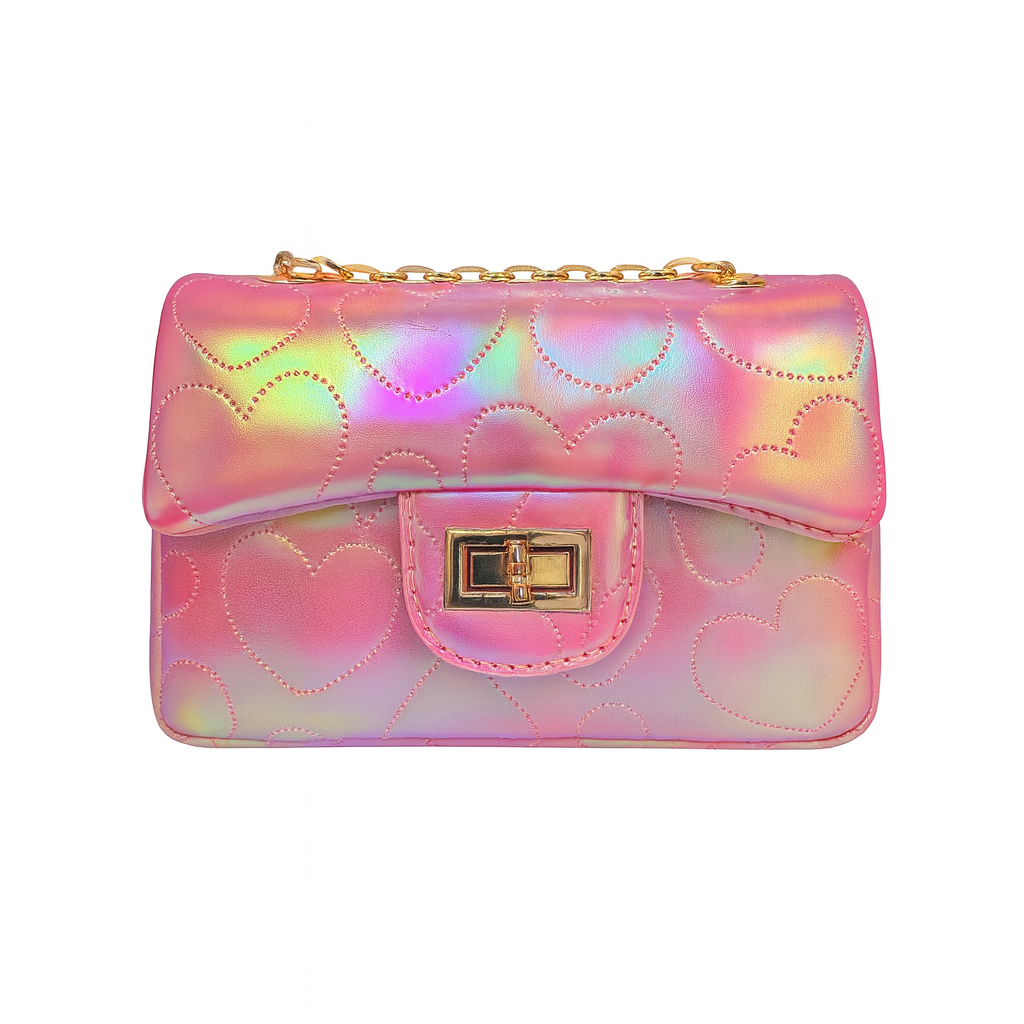 Shiny Dotted Classic Handbag - Hot Pink