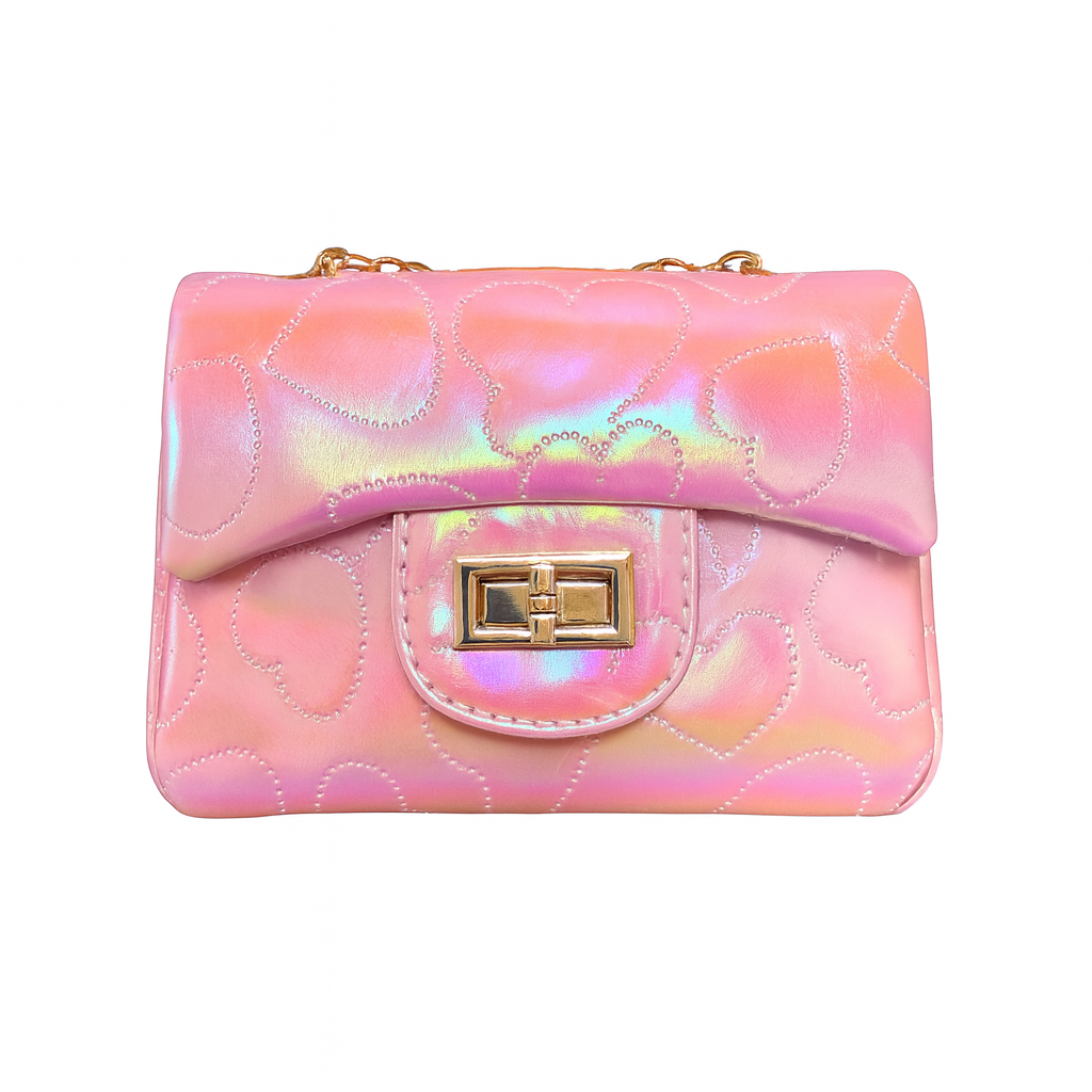 Shiny Dotted Classic Handbag - Pink