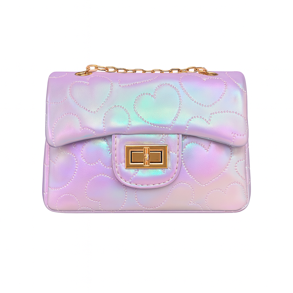 Shiny Dotted Classic Handbag - Purple