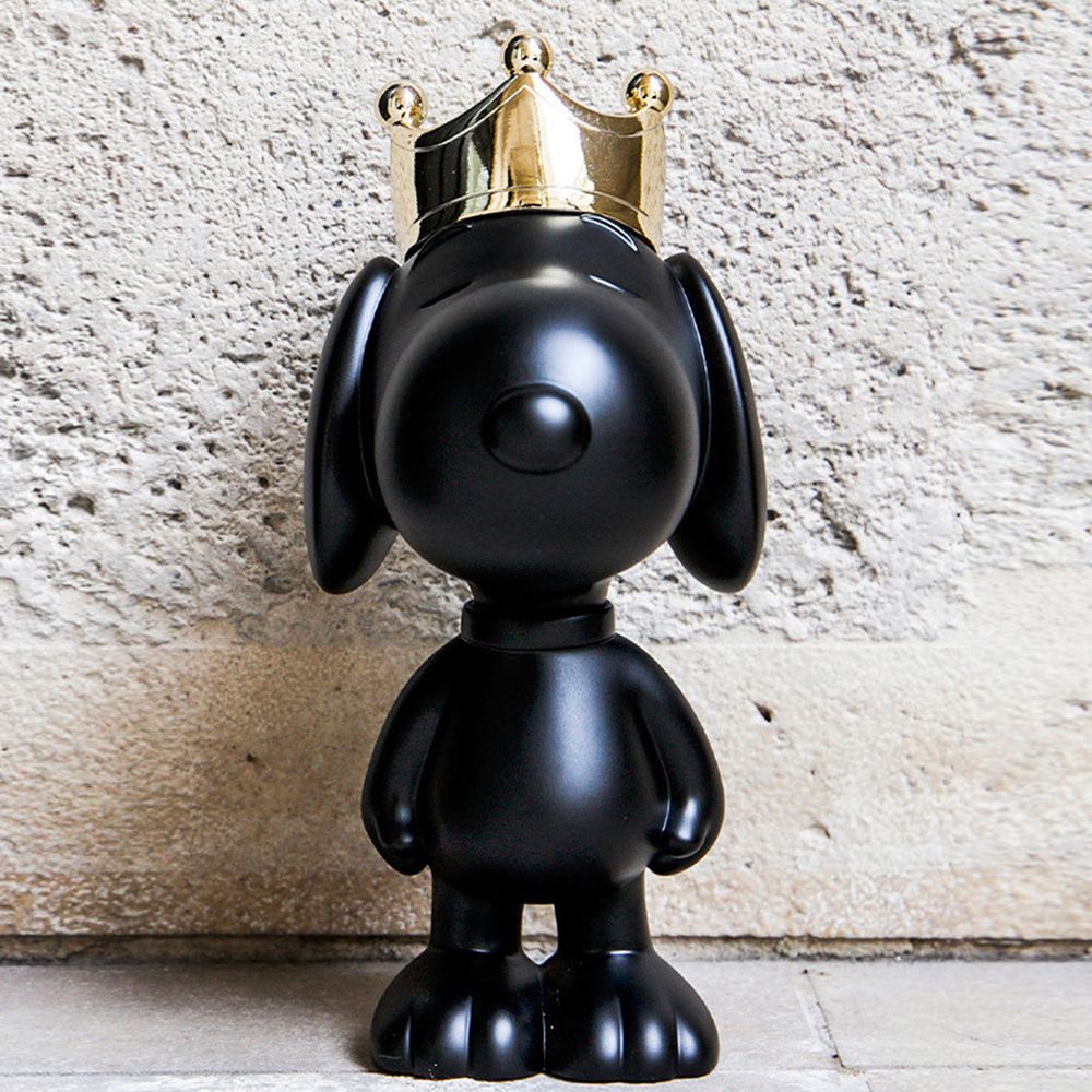 Alternative view of Snoopy with Crown 12" Figurine - Black & Gold