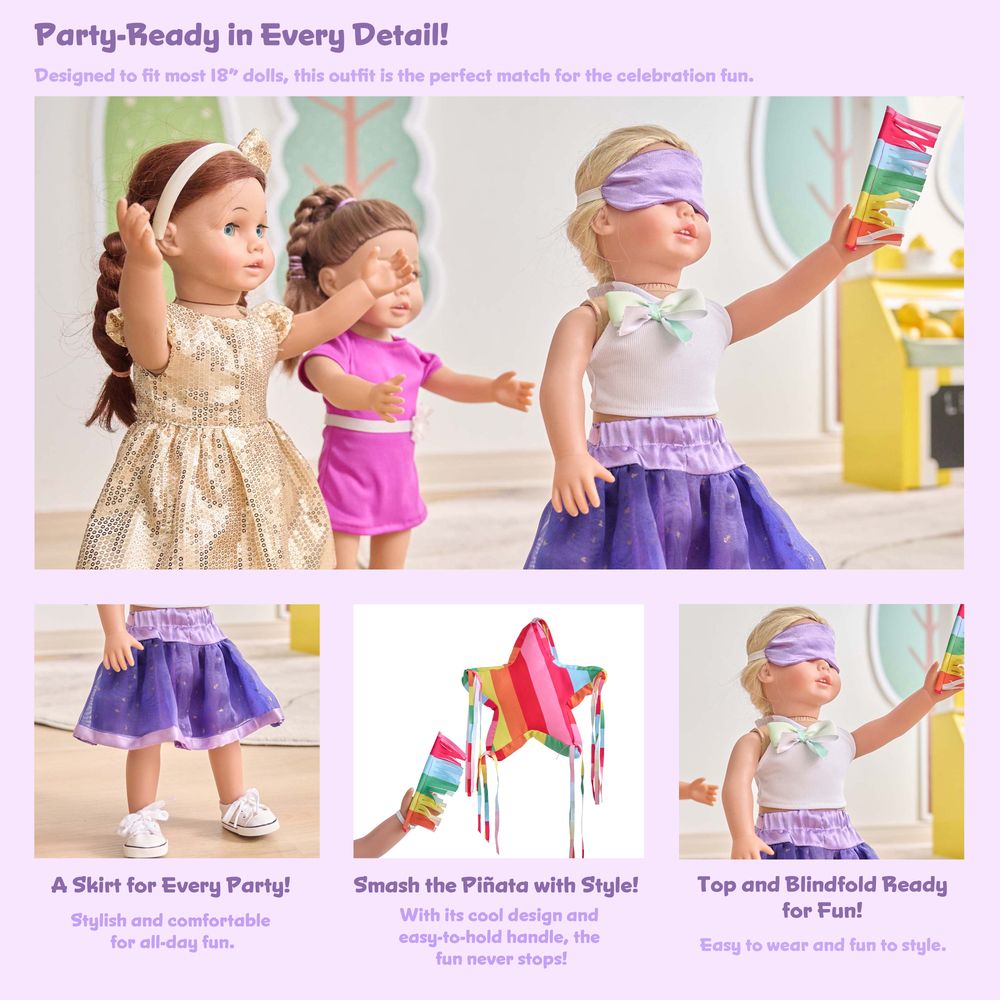 Sophia's 18'' Doll Piñata Birthday Party Outfit Set - Image 6