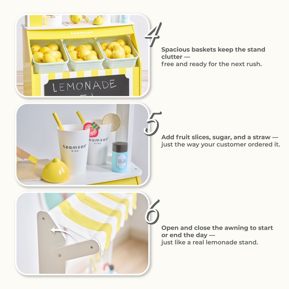 Sunny Citrus Lemonade Stand Playset with Interactive Accessories - Image 4