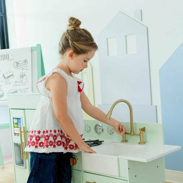 Teamson Kids Little Chef Charlotte 2-Piece Modular Wooden Play Kitchen, Mint - Image 4