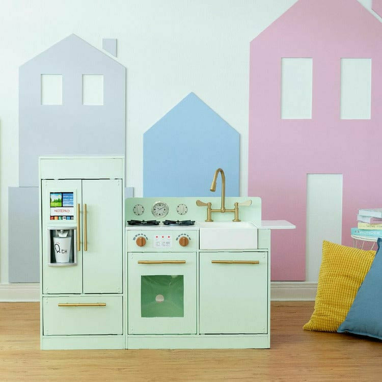 Teamson Kids Little Chef Charlotte 2-Piece Modular Wooden Play Kitchen, Mint - Image 3