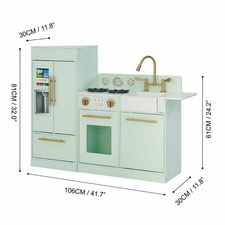 Teamson Kids Little Chef Charlotte 2-Piece Modular Wooden Play Kitchen, Mint - Image 5