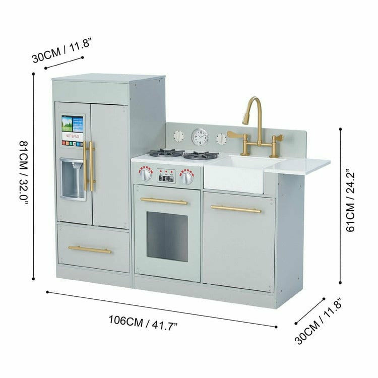 Teamson Kids Little Chef Charlotte Modern Modular Wooden Play Kitchen, Grey/Gold - Image 3