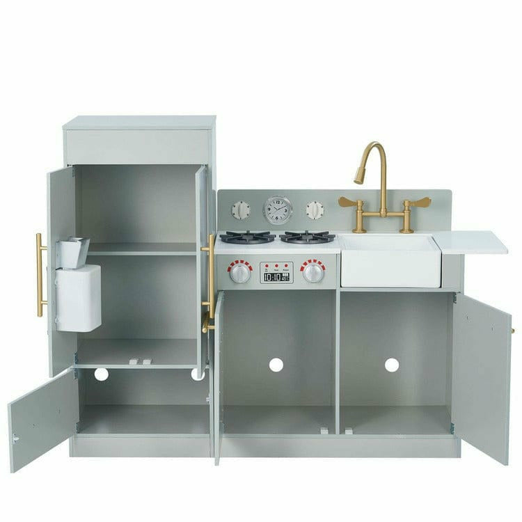 Teamson Kids Little Chef Charlotte Modern Modular Wooden Play Kitchen, Grey/Gold - Image 5