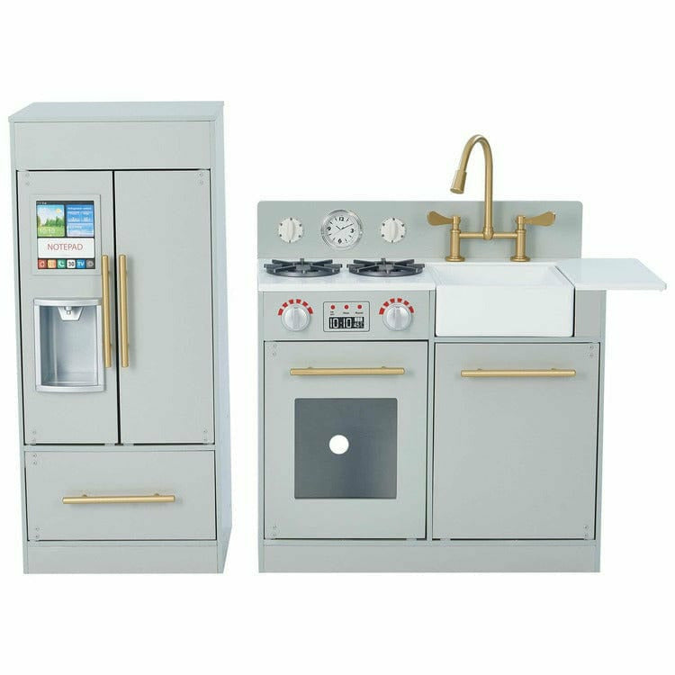 Teamson Kids Little Chef Charlotte Modern Modular Wooden Play Kitchen, Grey/Gold - Image 6