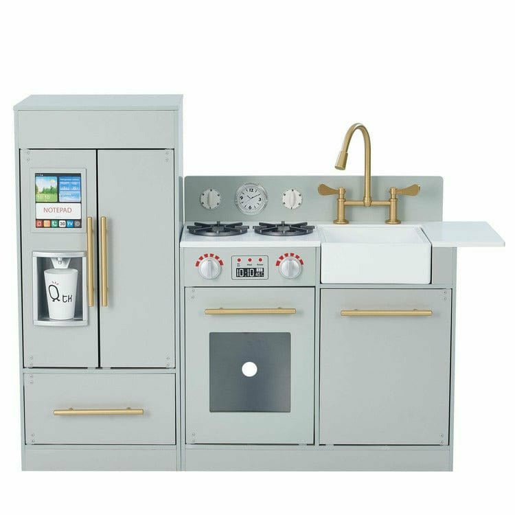 Teamson Kids Little Chef Charlotte Modern Modular Wooden Play Kitchen, Grey/Gold - Image 7