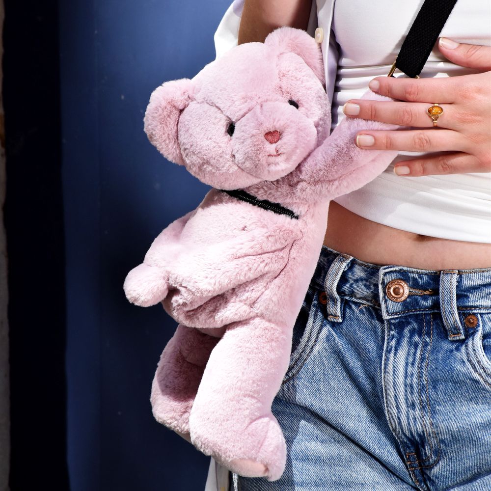 Alternative view of Teddy Bear Plush Backpack - Rose