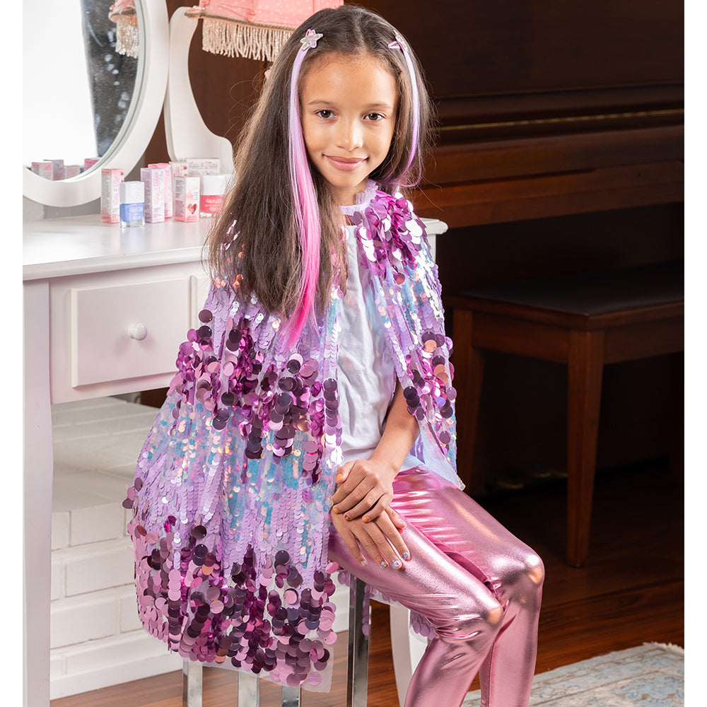 Alternative view of The 5th Avenue Purple Pailette Cape - Size 4-6 Years