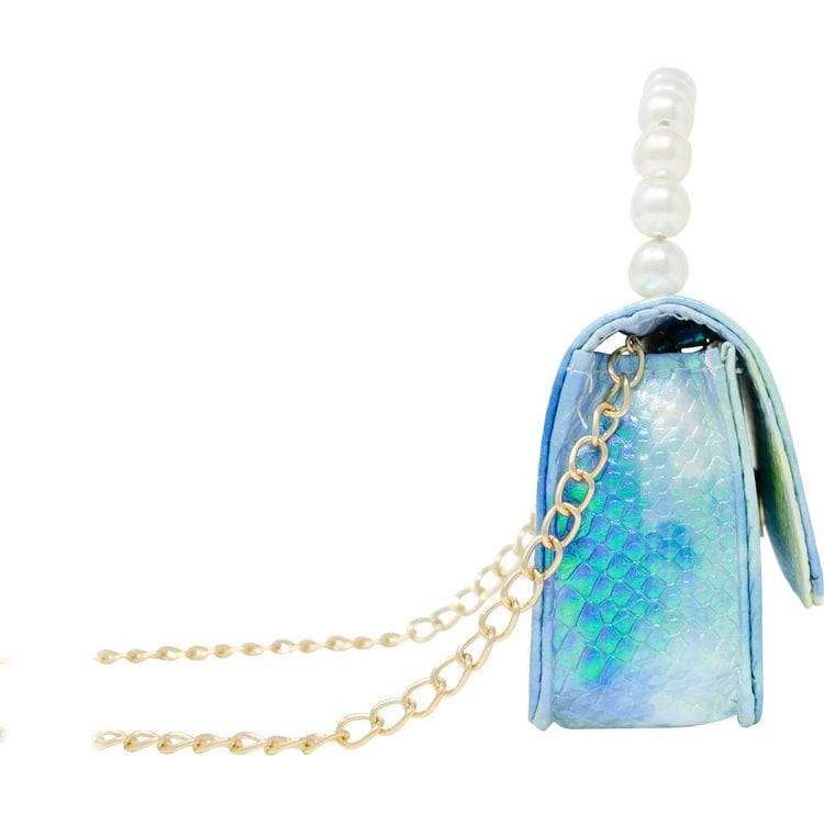 Tie Dye Crocodile Pearl Handle Bag - Blue - Image 3