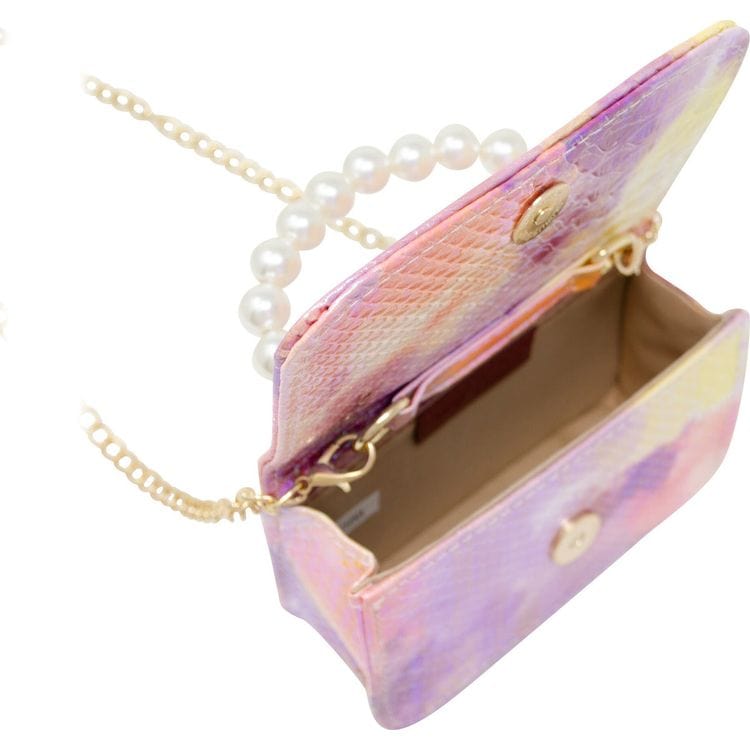 Alternative view of Tie Dye Crocodile Pearl Handle Bag - Pink