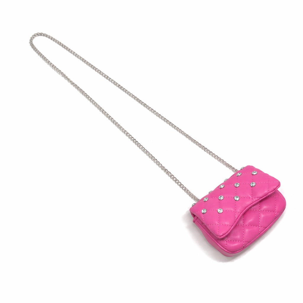 Tiny Crystal Stud Handbag - Hot Pink - Image 4