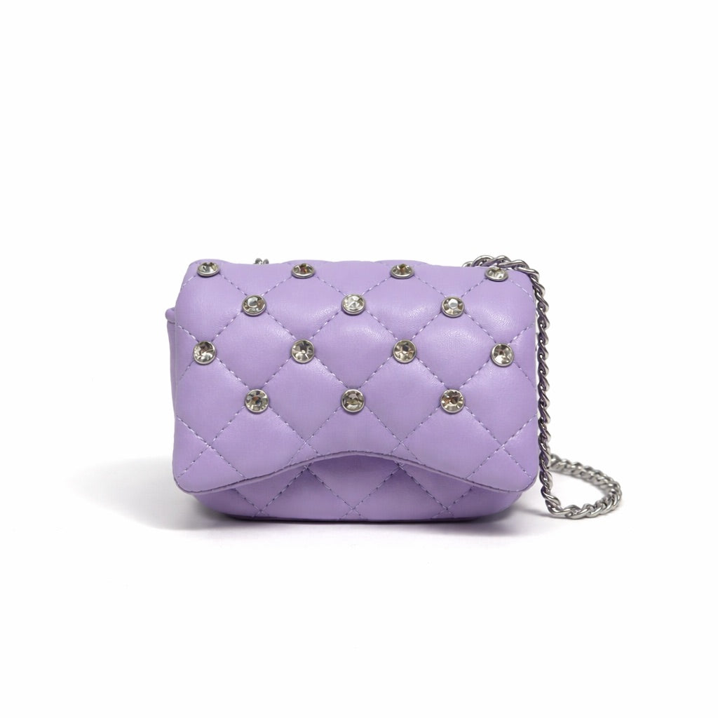 Tiny Crystal Stud Handbag - Lavender