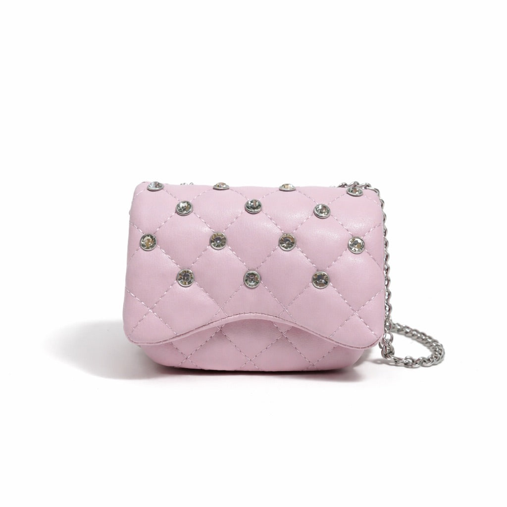 Tiny Crystal Stud Handbag - Pink