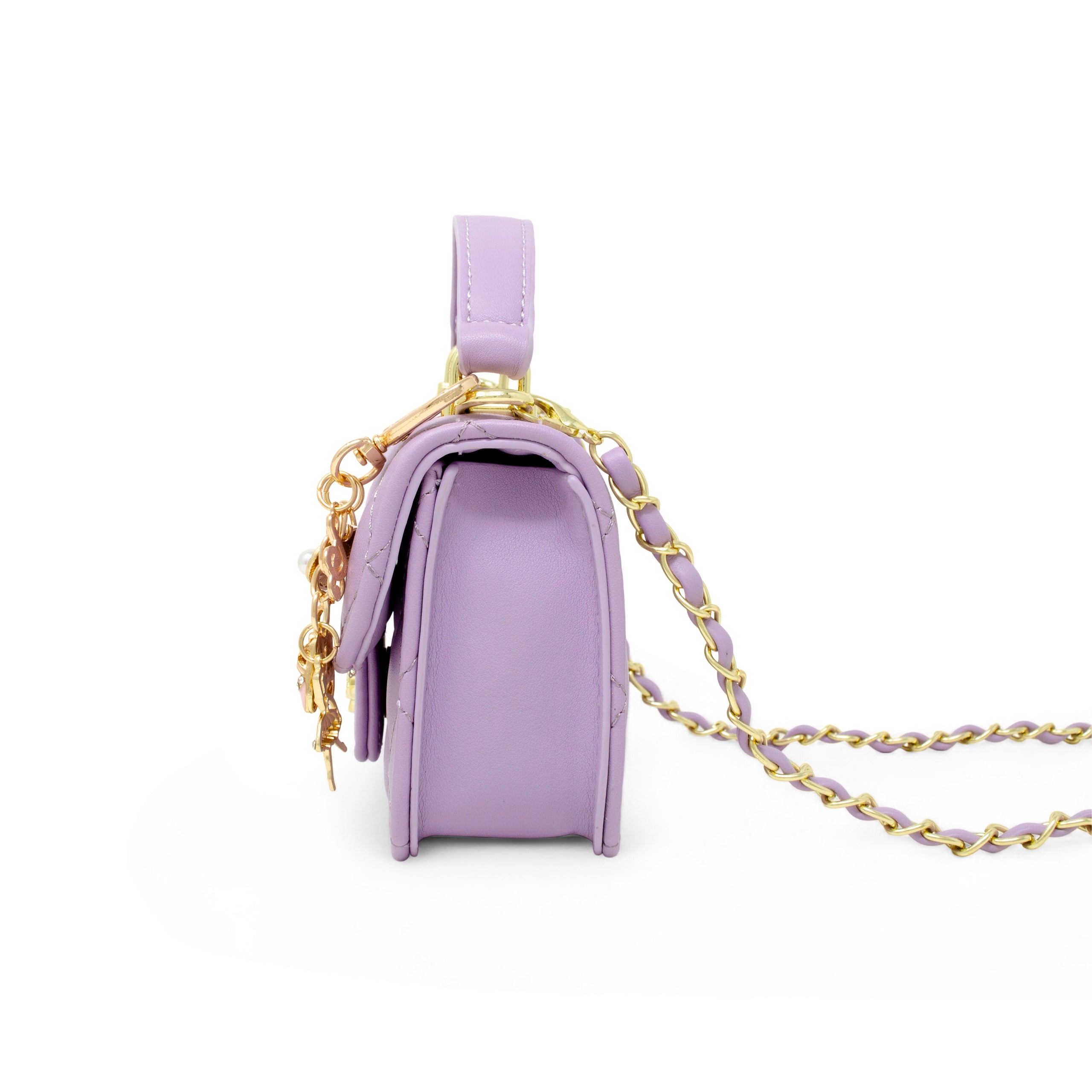 Tiny Quilted Ballet Charm Handbag - Purple - Image 4