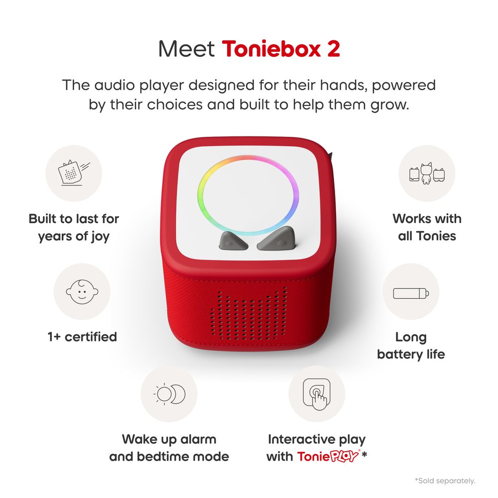 Tonies PAW Patrol Toniebox 2 Bundle with Tonieplay Game, Sleeve and 4 Tonies - Sunset Red - Image 3