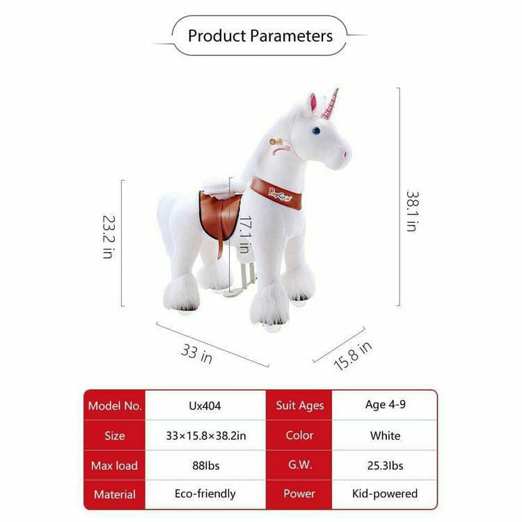 White Model U Ride-On Unicorn - 4-7 Years - Image 4