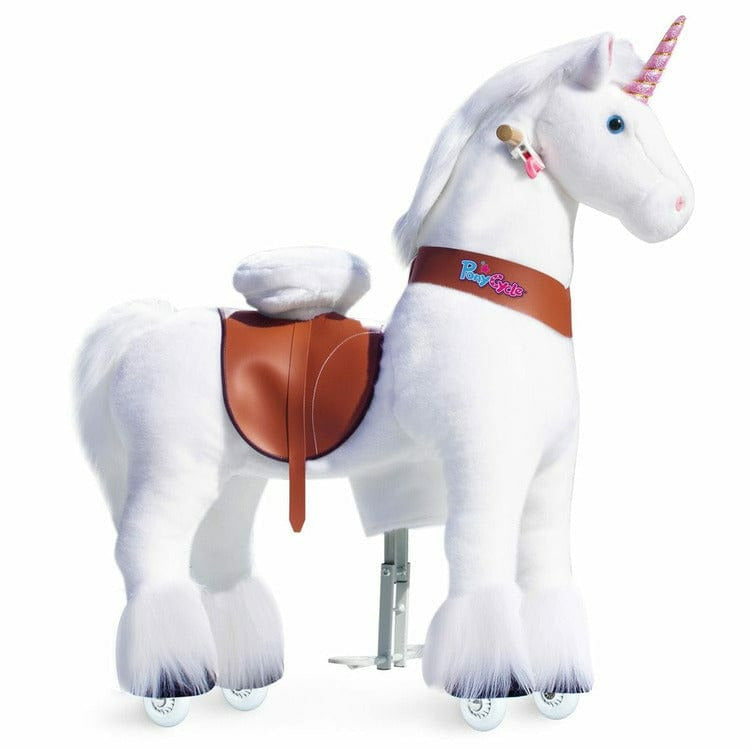 White Model U Ride-On Unicorn - 7+ Years