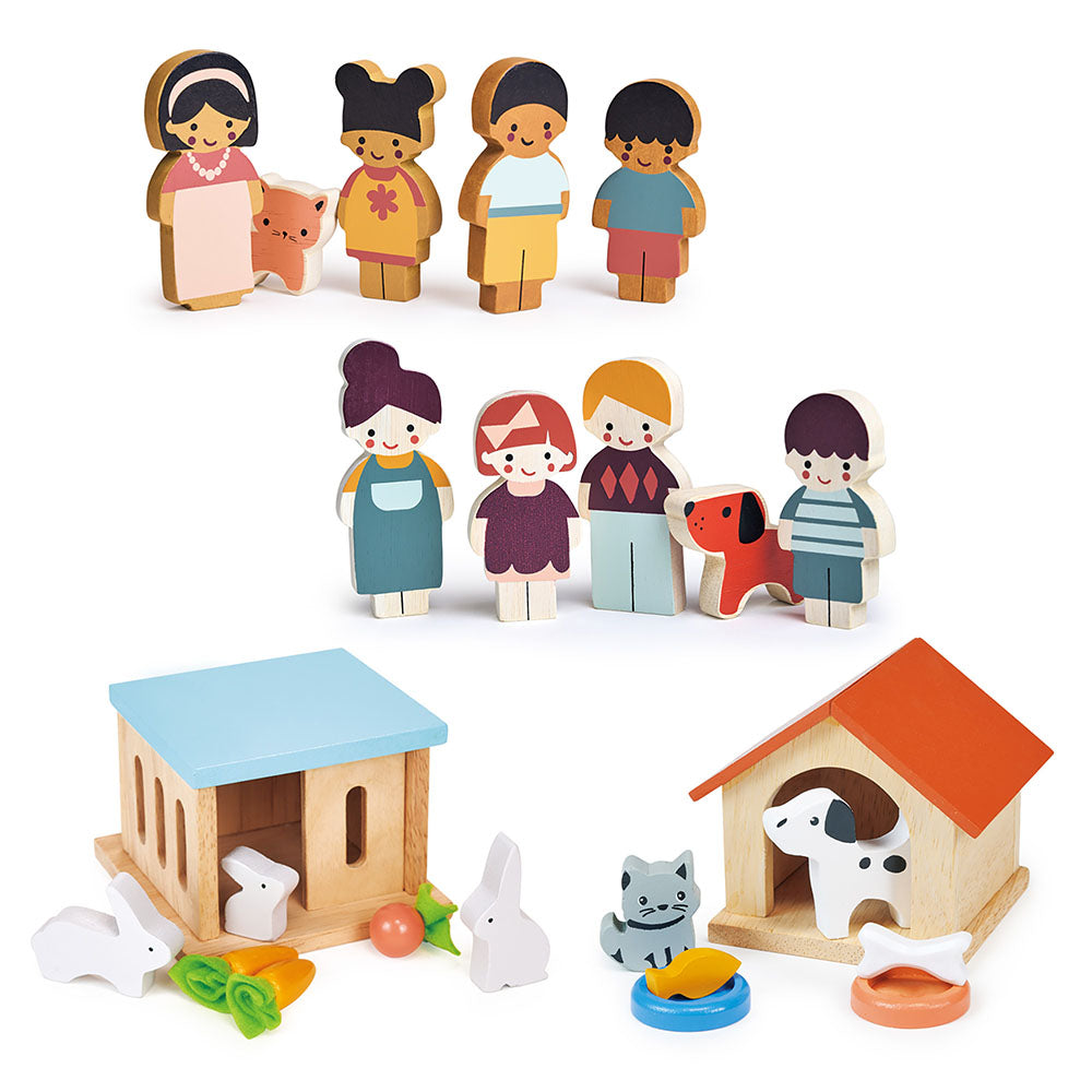 Wood Doll Family & Pets Bundle