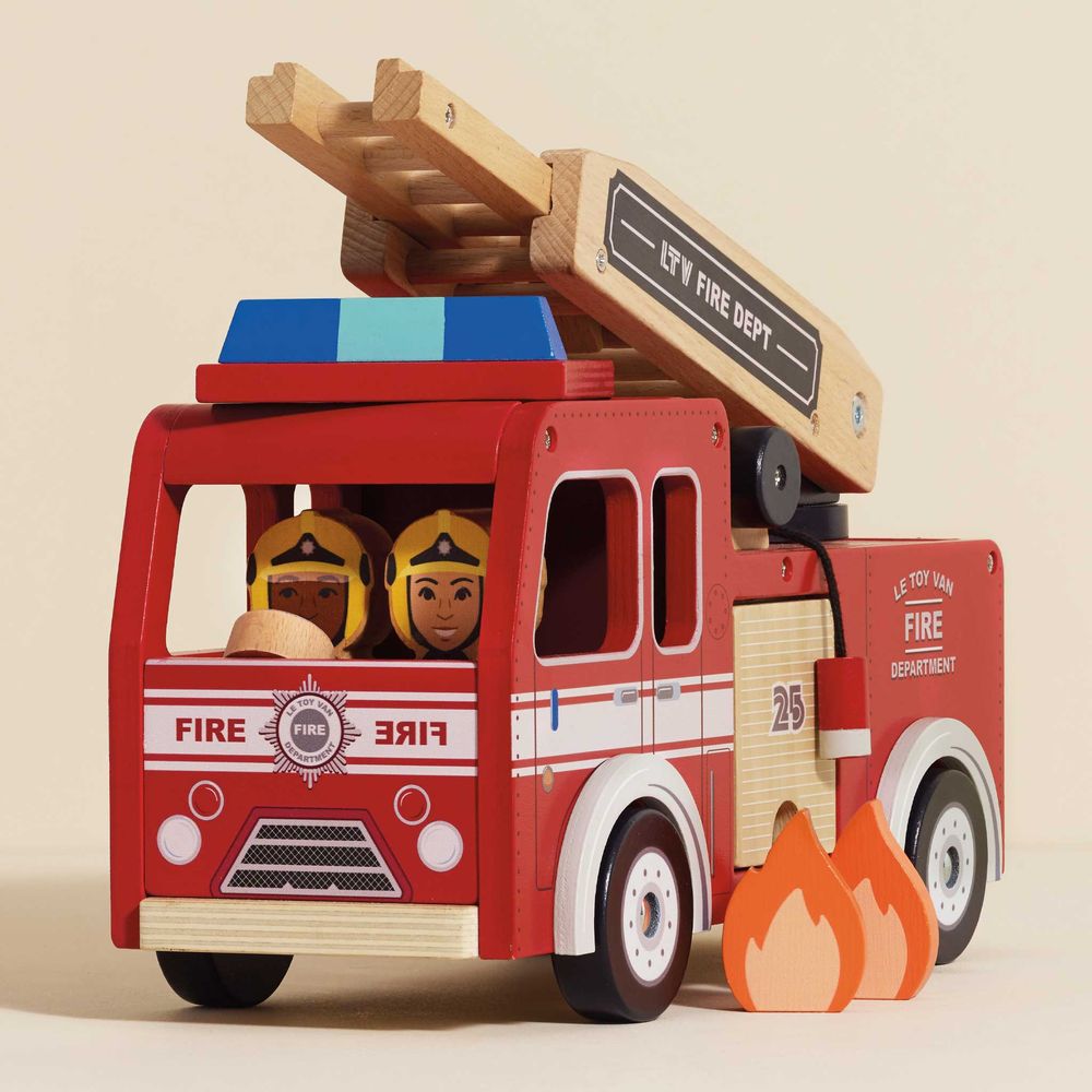 Alternative view of Wood Fire Engine with Firefighters