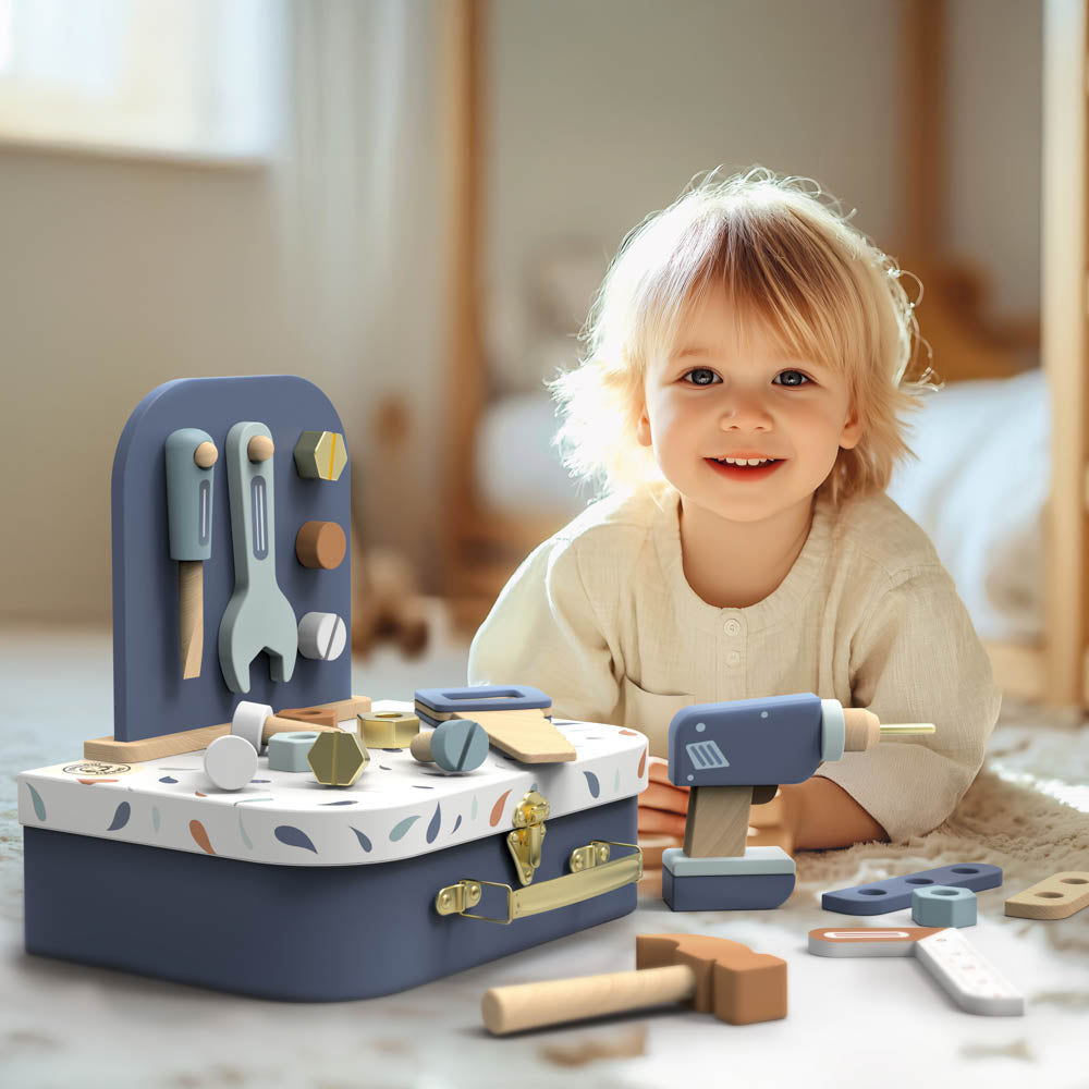 Alternative view of Wood Pretend Play Toolkit with Suitcase