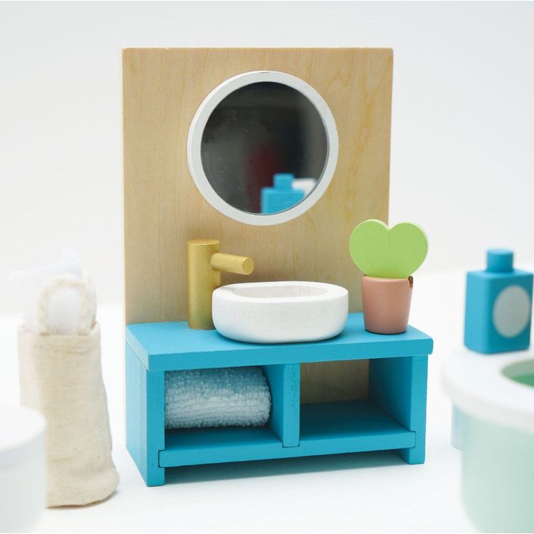 Wooden Dollhouse 19 Piece Bathroom Furniture Set - Image 3