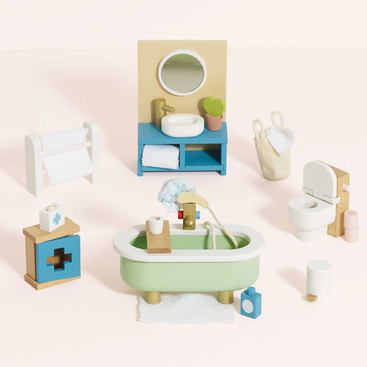 Wooden Dollhouse 19 Piece Bathroom Furniture Set - Image 5